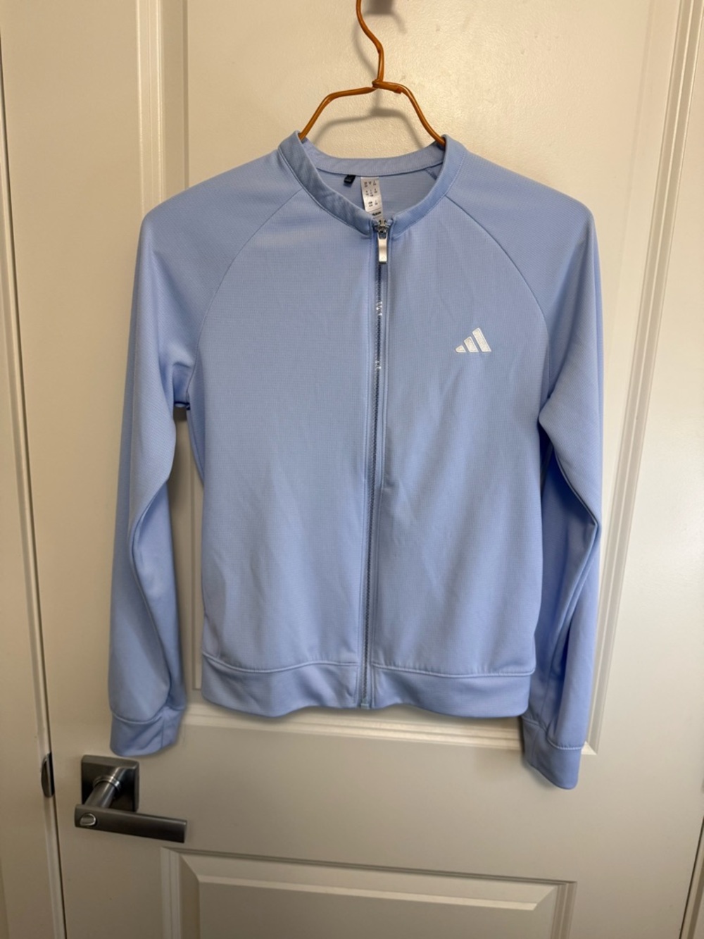 Adidas Kids Light Blue Full-Zip Athletic Jacket in size 11-12Y